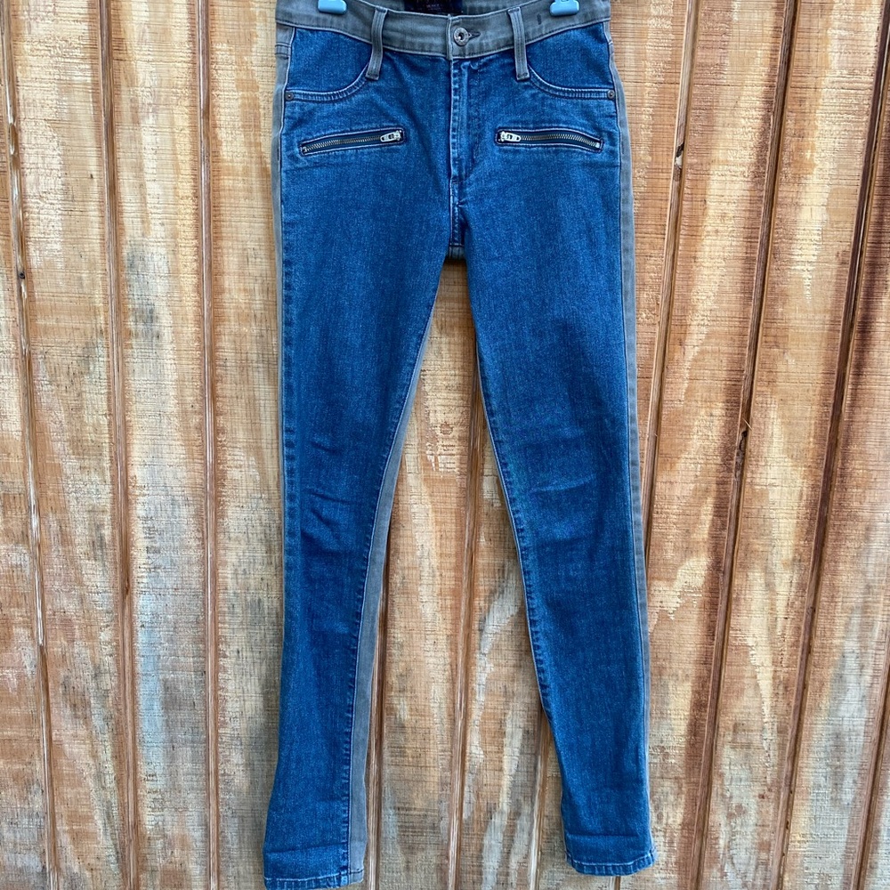 James Jean twiggy color blocked hi-rise jean